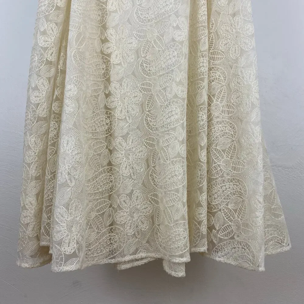 Free People Beat Of The Moment Maxi Skirt - Ivory - Size 6